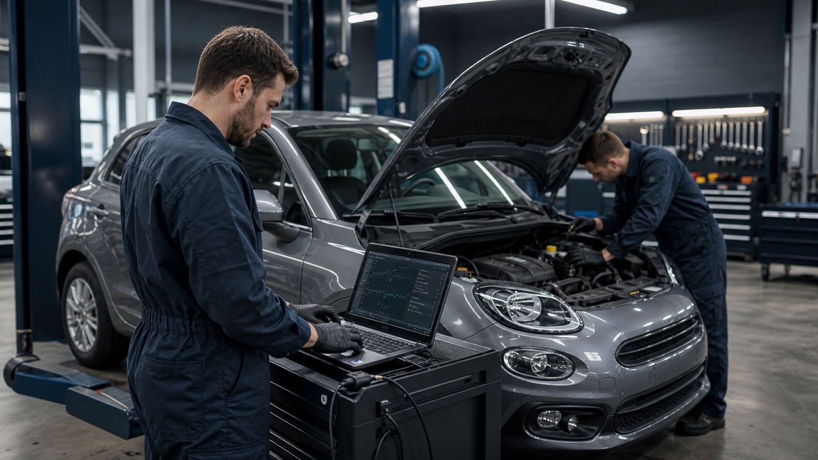 Diagnostyka komputerowa samochodu Fiat w warsztacie